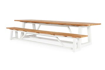 Suns Ovada tuintafel met bank 220 cm wit frame SALE |, Ophalen of Verzenden, Nieuw