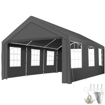 Tuinpaviljoen 6x4m met 4 zijwanden - grijs, Tuin en Terras, Partytenten, Verzenden, Nieuw