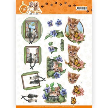 Pakket voor 6 3D kaarten met thema katten, Ophalen of Verzenden, Nieuw, Dieren, Knipvel