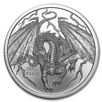 World of Dragons - #4 The Norse - 1 oz zilver Round, Verzenden, Losse munt, Zilver