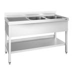 GGM Gastro | RVS spoeltafel PREMIUM - 1600x600mm - met |, Verzenden, Nieuw in verpakking, RVS Meubilair