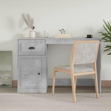 vidaXL Bureau met lade 115x50x75 cm bewerkt hout betongrijs, Verzenden, Nieuw