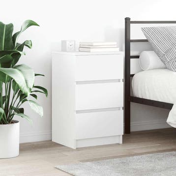 vidaXL Nachtkastje met 3 lades 39x35x65 cm wit, Minder dan 45 cm, Verzenden, Nieuw, 55 tot 70 cm