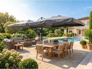 Veiling - Dubbele hangende parasol Donkergrijs (2 * 300x300c, Nieuw