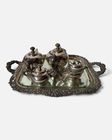 Koffieservies (6) - Verzilverd - Koffieset, Antiek en Kunst, Curiosa en Brocante