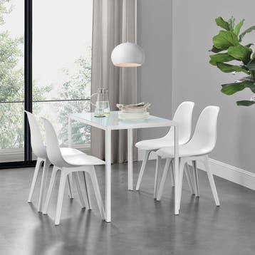 Eethoek Delft glazen eettafel met 4 stoelen wit, Huis en Inrichting, Tafels | Eettafels, Verzenden, Nieuw