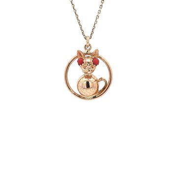 Gouden vintage kat hanger met kleursteen 14 kt, Ophalen of Verzenden, Nieuw