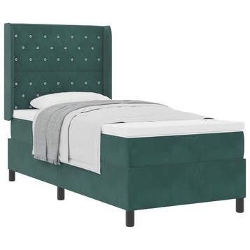 vidaXL Boxspringbed met matras Donkergroen 90 x 190 cm, Eenpersoons, Verzenden, Nieuw, Stof