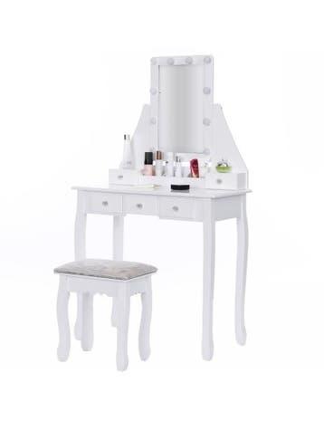 Make-up tafel 5 lades - Wit | Tweedekansje | OP=OP, 100 tot 150 cm, Zo goed als nieuw, Modern, Hout