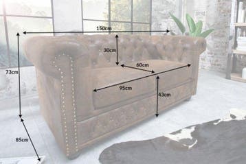 Chesterfield 2-zitsbank 150cm antiekbruin met knoopstiksel, Ophalen of Verzenden, Nieuw