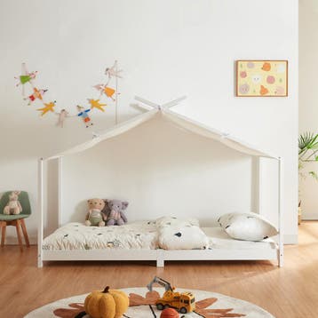 Kinderbed Brome huisbed met matras 90x200 cm wit [en.casa], Verzenden, Nieuw