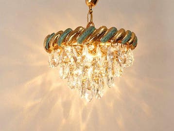 Lamp - Prachtige cascade-kroonluchter in Mid-Century-stijl,, Antiek en Kunst