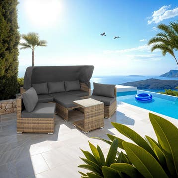 Rotanlounge met aluminium frame San Marino - natuur, Verzenden, Nieuw