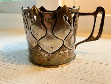 I. Saha - Theekopje - .813 zilver - Fins Podstakannik - 1908, Antiek en Kunst