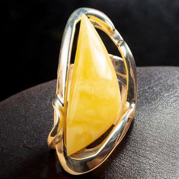 Fosil Amber Edelsteen - 925 Zilver - Zilveren ring met