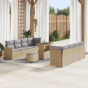 vidaXL Tuinbankenset 12 st 12-Aantal zitplaatsen Beige en, Verzenden, Nieuw, 2 zitplaatsen
