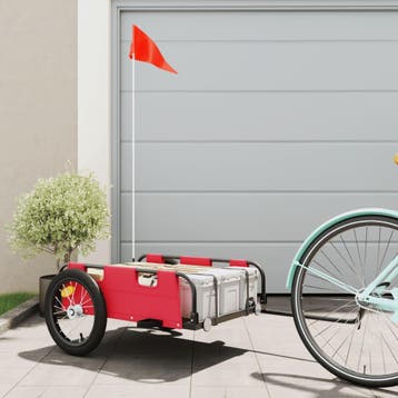 vidaXL Fietstrailer oxford stof en ijzer rood, Fietsen en Brommers, Verzenden, Nieuw
