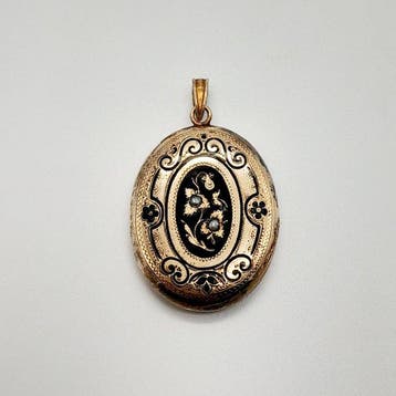 Medaille hanger - 14 karaat Geel goud Parel - Biedermeier