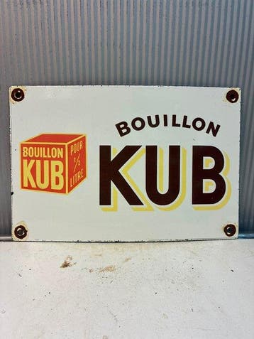 Bouillon KUB – Vintage emaille reclamebord – Franse