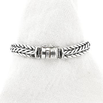 Zilveren Buddha to Buddha fantasieschakel armband; Barbar..., Sieraden, Tassen en Uiterlijk, Armbanden, Ophalen of Verzenden, Gebruikt