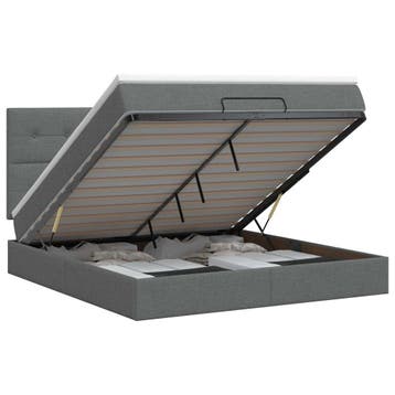 vidaXL Ottoman bed met matras Donkergrijs 160 x 200 cm Stof, Huis en Inrichting, Slaapkamer | Bedden, Verzenden, Nieuw