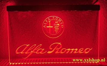 Alfa romeo neon bord lamp LED  verlichting reclame lichtbak, Verzamelen, Verzenden, Nieuw