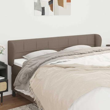vidaXL Hoofdbord met randen 183x23x78/88 cm stof taupe, Verzenden, Nieuw, Stof