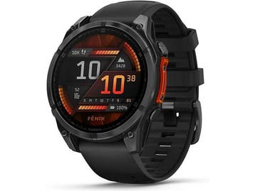 Garmin Fenix 8 47 mm leigrijs titanium met zwarten polsband, Verzenden, Zo goed als nieuw, Garmin