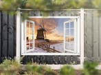 NR 1324: Tuinposter doorkijkje molen 120x180cm, Nieuw