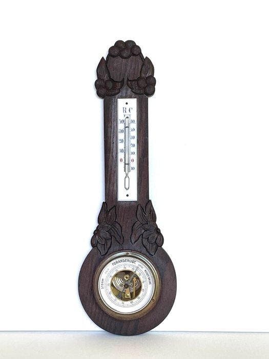 Barometer - Hout - Jugend / Art Nouveau, Antiek en Kunst, Antiek | Overige Antiek