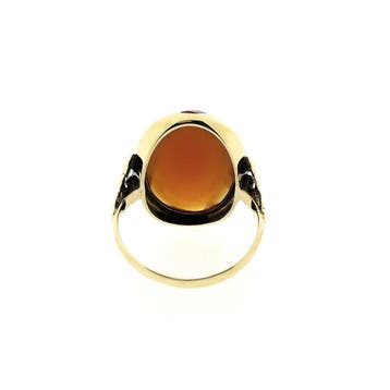 Gouden ring met carneool, Sieraden, Tassen en Uiterlijk, Ringen, Gebruikt, Ophalen of Verzenden, 17 tot 18, Met edelsteen