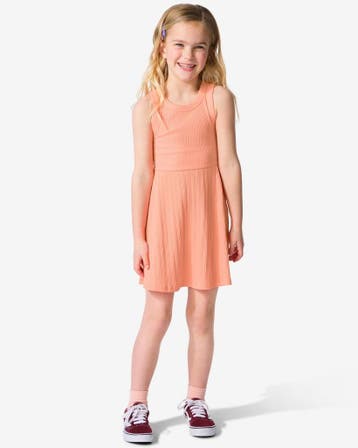 HEMA Kinderjurk A-lijn rib koraal, Verzenden, Nieuw