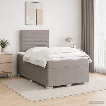 vidaXL LED Boxspring Bed met Matras Taupe 120 x 190 cm Stof, Verzenden, Nieuw, Twijfelaar, Stof
