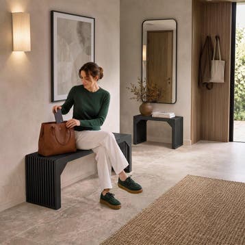 Hocker/zitbank Ribb, lamellenlook, belastbaar tot 350 kg, Huis en Inrichting, Verzenden, Nieuw