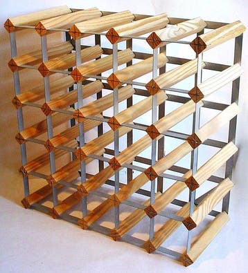 Wijnrek - hout en metaal - 5 x 5 vakken