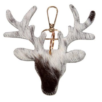 sleutelhanger koehuid hert zwart/wit medium 11cm goud, Verzenden, Nieuw