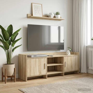 vidaXL TV-kast 130 x 33 x 47 cm Sonoma Eiken Bewerkt hout, Minder dan 50 cm, Verzenden, Nieuw, Minder dan 100 cm