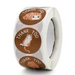 500 Katten stickers bruin met poezen afbeelding en Thank You, Verzenden, Nieuw