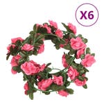 vidaXL Bloemenslingers 6 st 240 cm roodroze, Hobby en Vrije tijd, Feestartikelen, Verzenden, Nieuw