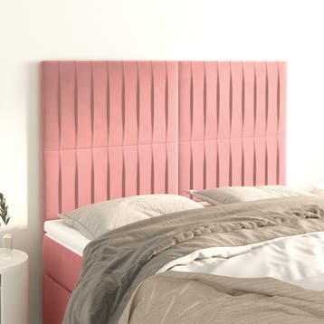 vidaXL Hoofdbord roze 144x5x118/128 cm fluweel, Verzenden, Nieuw, Stof