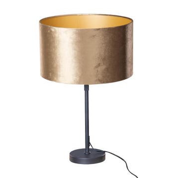Tafellamp zwart met velours kap brons 35cm - Parte, Verzenden, Nieuw