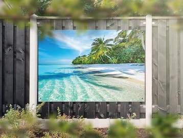 NR 1318: Tuinposter Tropisch strand 120x180cm, Nieuw