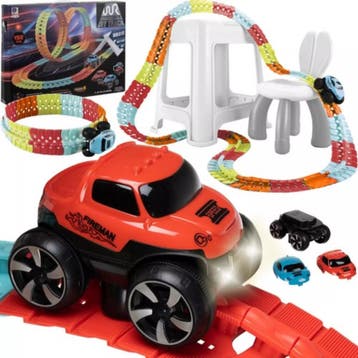Kruzzel Flexibele Racebaan: 192-Delige Set met LED Auto, Ophalen of Verzenden, Nieuw