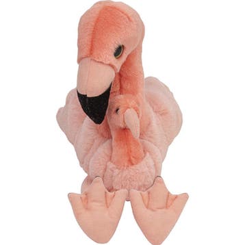 Nature Planet flamingo knuffel - pluche - 22 cm - met baby, Verzenden, Nieuw