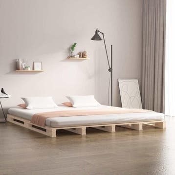 vidaXL Palletbed massief grenenhout 200x200 cm, Huis en Inrichting, Bruin, Verzenden, Overige maten, 200 cm