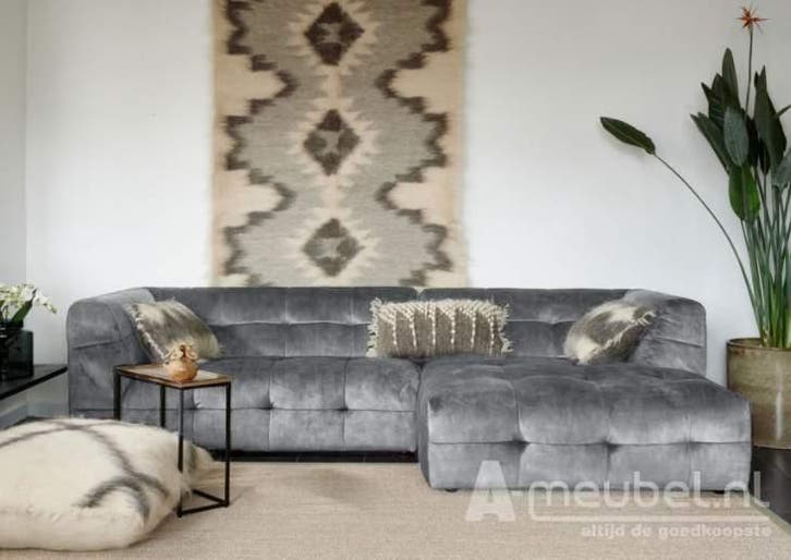 Loungebank Castricum - loungebanken - Zilver, Huis en Inrichting, Banken | Sofa's en Chaises Longues, 150 cm of meer, Nieuw, 250 tot 300 cm