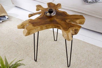 Unieke bijzettafel WILD 60 cm teakhouten salontafel - 38242, Ophalen of Verzenden, Nieuw