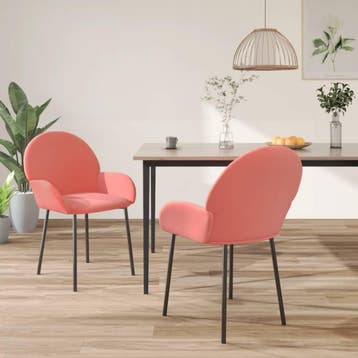 vidaXL Eetkamerstoelen 2 st fluweel roze, Huis en Inrichting, Stoelen, Verzenden, Nieuw
