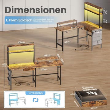 Gaming bureau - Gaming desk - Hoekbureau - 150x100 cm - Brui, Verzenden, Zo goed als nieuw