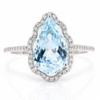 Zonder minimumprijs - Ring Platina - 2.77ct. tw. Aquamarijn, Sieraden, Tassen en Uiterlijk, Ringen, Nieuw